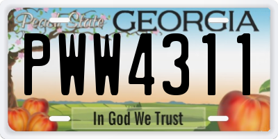 GA license plate PWW4311
