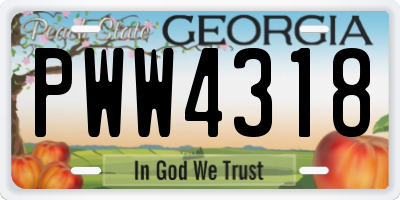 GA license plate PWW4318
