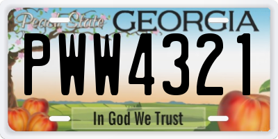 GA license plate PWW4321
