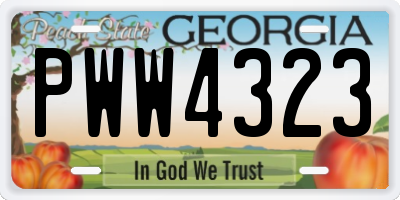 GA license plate PWW4323
