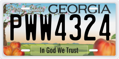 GA license plate PWW4324