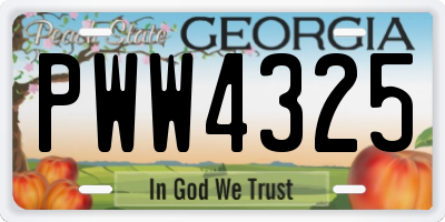 GA license plate PWW4325