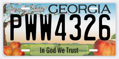 GA license plate PWW4326