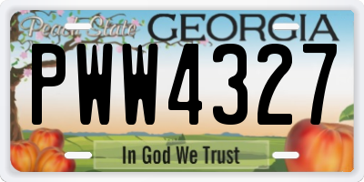 GA license plate PWW4327