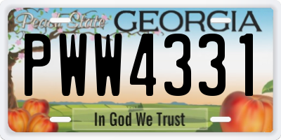 GA license plate PWW4331