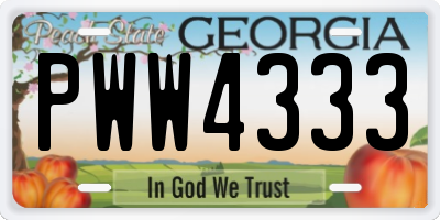 GA license plate PWW4333