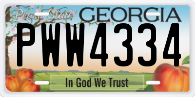 GA license plate PWW4334
