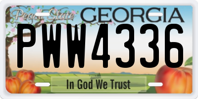 GA license plate PWW4336