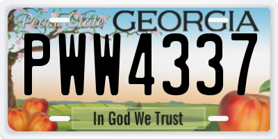 GA license plate PWW4337