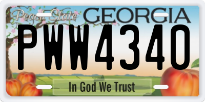 GA license plate PWW4340