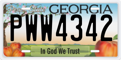 GA license plate PWW4342
