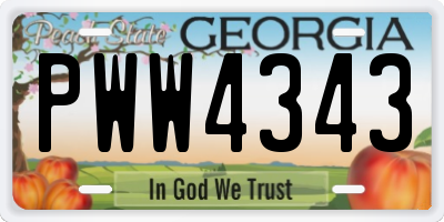 GA license plate PWW4343