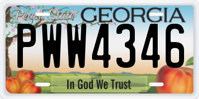 GA license plate PWW4346