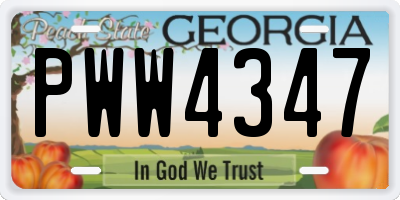 GA license plate PWW4347