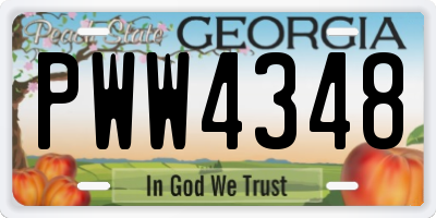 GA license plate PWW4348