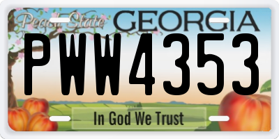 GA license plate PWW4353