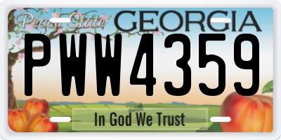 GA license plate PWW4359