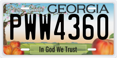 GA license plate PWW4360