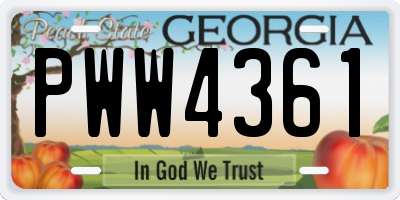 GA license plate PWW4361