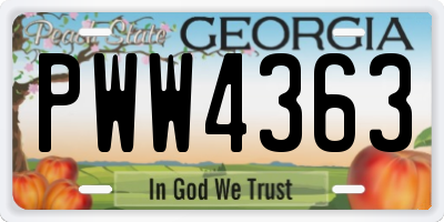 GA license plate PWW4363