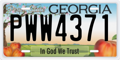 GA license plate PWW4371