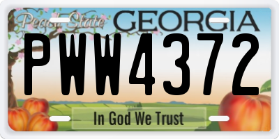 GA license plate PWW4372