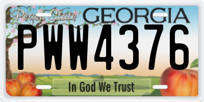 GA license plate PWW4376