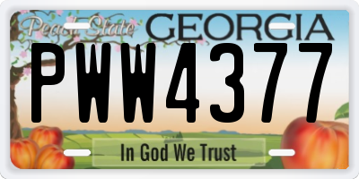 GA license plate PWW4377