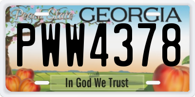 GA license plate PWW4378
