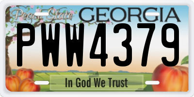 GA license plate PWW4379