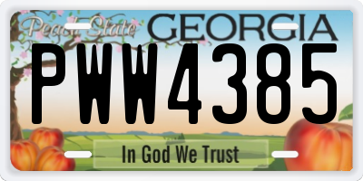 GA license plate PWW4385