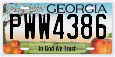 GA license plate PWW4386
