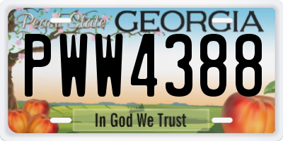 GA license plate PWW4388