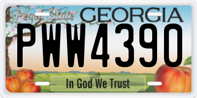 GA license plate PWW4390