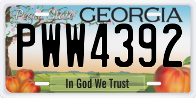 GA license plate PWW4392