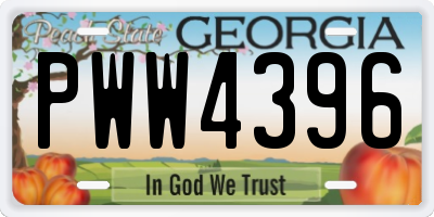 GA license plate PWW4396