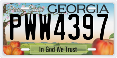 GA license plate PWW4397