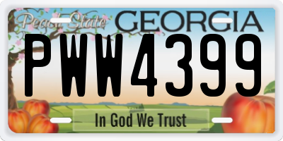 GA license plate PWW4399