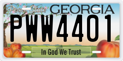 GA license plate PWW4401