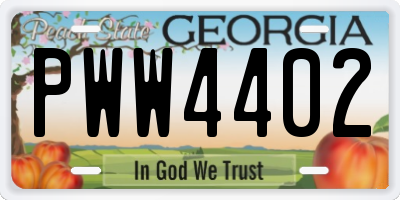 GA license plate PWW4402