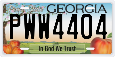GA license plate PWW4404