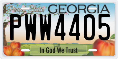 GA license plate PWW4405