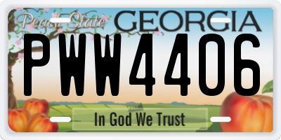 GA license plate PWW4406