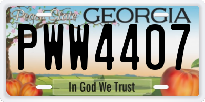 GA license plate PWW4407