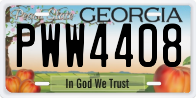 GA license plate PWW4408