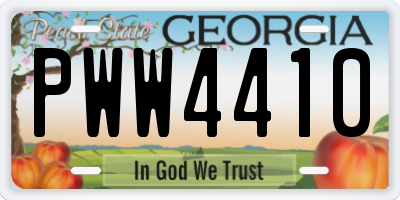 GA license plate PWW4410