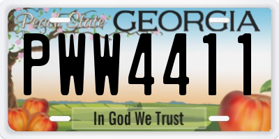 GA license plate PWW4411