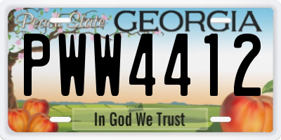 GA license plate PWW4412