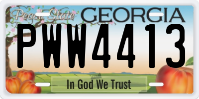 GA license plate PWW4413