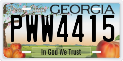GA license plate PWW4415